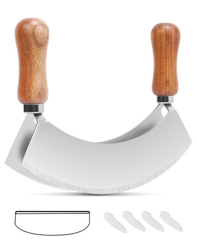 PROKITCHNE Hojdací nôž s dvojitým ostrím, 17,3 cm, nerezová oceľ, strieborná, 7 palcov, dvojitá čepeľ