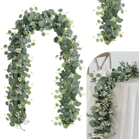 Girlanda z eukalyptu, 2 kusy umelej girlandy z eukalyptu, 1,9 m eukalyptovej révy, umelá girlanda, sa