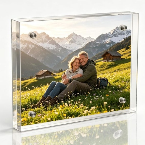 Mini fotorámik, 10 x 15 cm magnetický malý fotorámik, priehľadný obojstranný bezrámový akrylový