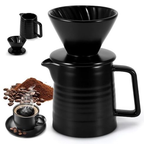 ZONJIE Kávovar na prelievanie - 500ml porcelánový kávový filter s hrnčekom, kanvica na kávu s filtrom,