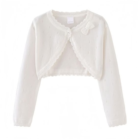 Proumhang Bolero Shrung Cardigan pre dievčatá s dlhým rukávom, bavlnený pletený sveter, šatka na