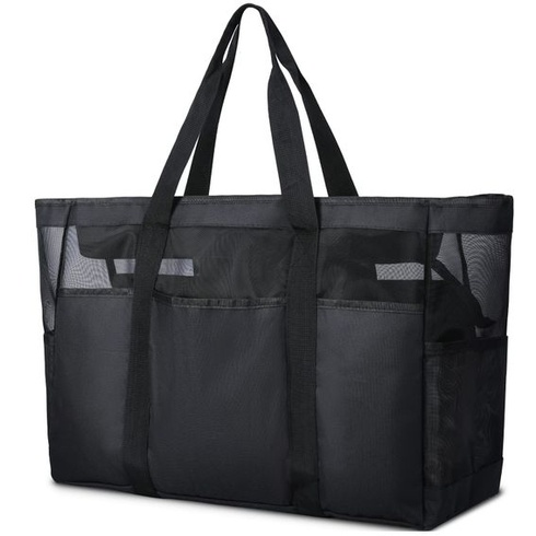 Lubardy XXL rodinná plážová taška so zipsom, veľká sieťovaná plážová taška pre ženy, skladacia taška