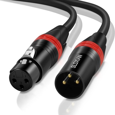 XLR kabel, mikrofonní kabel, samec-samice (1 m), černý, 1 m
