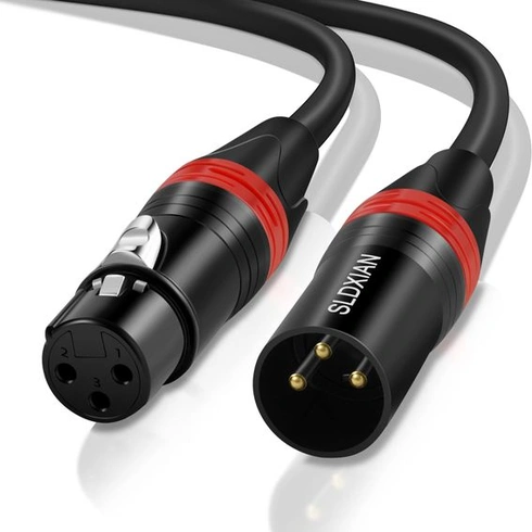 XLR kábel, mikrofónny kábel, samec-samica (1 m), čierny, 1 m