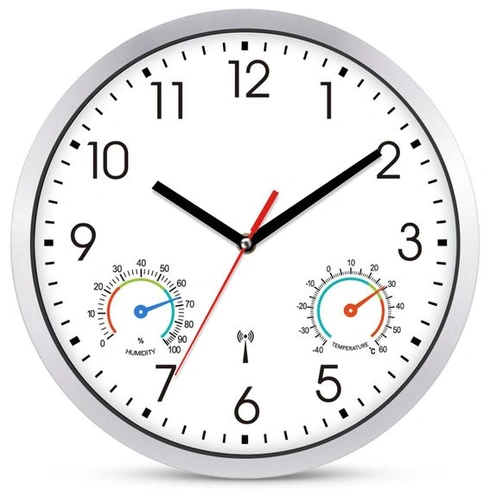Nástěnné hodiny s rádiovým ovládáním, tiché, 25 cm, bílé