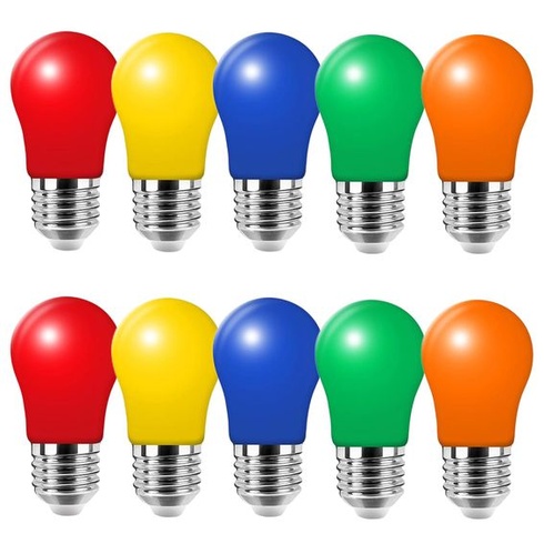 Barevné LED žárovky E27, 3W A50 tvar žárovky, červená, žlutá, modrá, zelená, růžová, mix barev LED