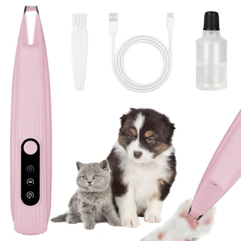 OFFCUP Dog Paw Trimmer, tichý strojček na psie labky s LED svetlom, ružový