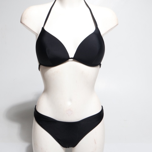 GORGLITTER Dámske Súpravy Push Up Bikin Triangle Plavky Halterneck Plavky dvojdielne čierne S