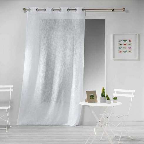 Vnútorný záves Haltona s očkami, tkaný, s imitáciou ľanu, Haltona, polyester, biela 240x140 cm, biela, V