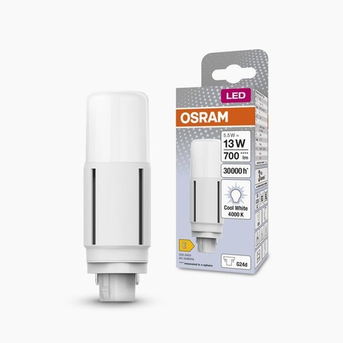 Osram DULUX LED D13 VT EM, G24D, 5,5 W, 700 lm, 4000 K, studené bílé světlo, vhodné pro vertikální
