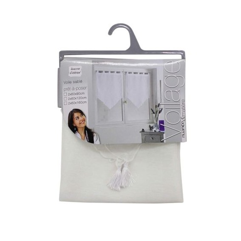 Douceur d'Intérieur, záves s brmbolcami Lissea, polyester, piesková farba, 2 kusy, keramika, biela,