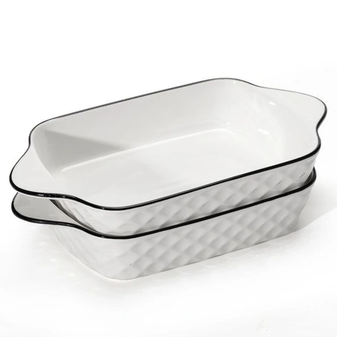 Sada 2 malých zapékacích pekáčů, forma na lasagne 26 cm, obdélníkové keramické zapékací formy s