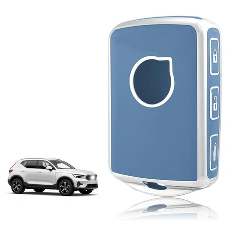 Pouzdro na klíče pro Volvo XC40 XC60 XC90 V40 V60 V90 S40 S60 S90 modrá stříbrná