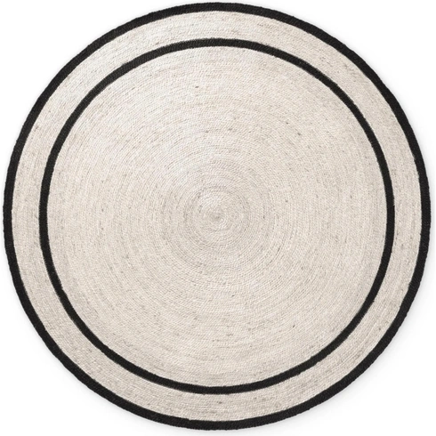 Kusový koberec Jute Braided 106331, kruh Ø 200 cm, prírodný/čierny