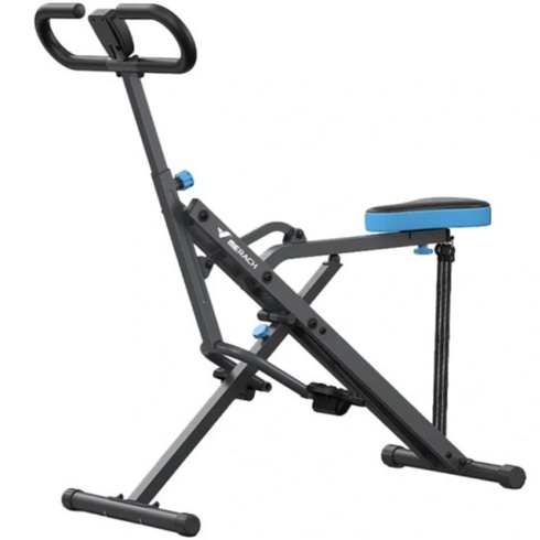 Posilňovací stroj na drepy a veslovanie MR-R07H1, nosnosť 159 kg, čierno/modrý