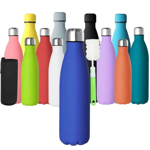 Láhev na vodu GeeRic z nerezové oceli, 500 ml, dvoustěnná, vakuově izolovaná kovová láhev na vodu,