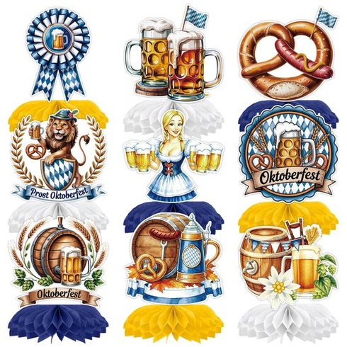 9 dekorací z plástve na Oktoberfest, bavorské dekorace na stůl