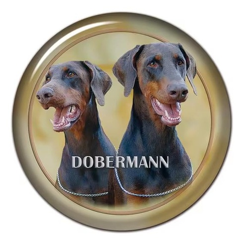 Samolepka na auto s dobermanom, reflexná, vodotesná, PVC materiál, vtipná okrúhla samolepka s