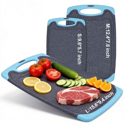 3dílná plastová krájecí deska, vhodná do myčky, bez BPA, aqua