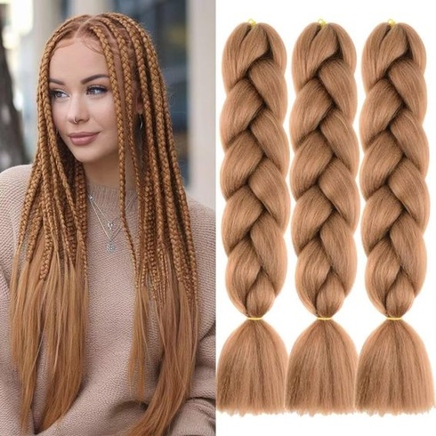#30 Hnědý tón Syntetické vlasy na zaplétání 24 palců 3 balení Easy Jumbo Braid Přednatažené