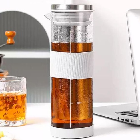 Kávovar JanYoo Cold Brew 800ml, sklenená kanvica s filtrom a hubičkou z nerezovej ocele 304,