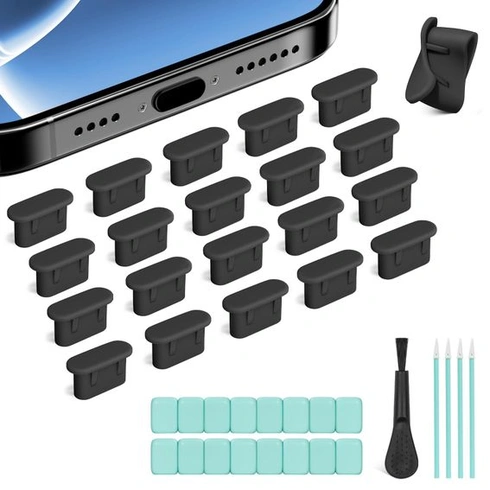 20 ks silikonových krytů na USB-C/Type-C (černé) black-B