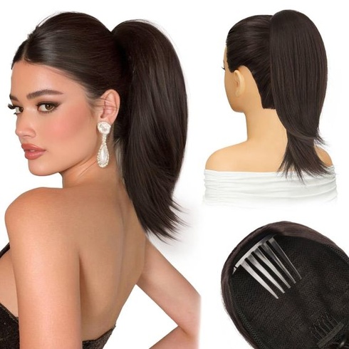 Sofeiyan Ponytail Extension, Predlžovanie vlasov do copu so sťahovacou šnúrkou, tmavo hnedé