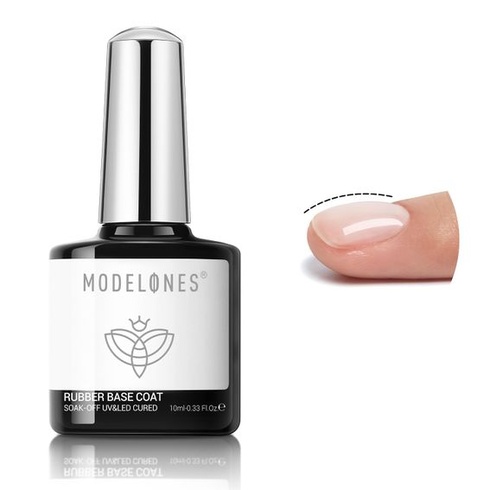Modelones Rubber Base Gél 10ml Číry nanášací UV LED Rubber Base Coat UV lak na nechty Podkladový gél