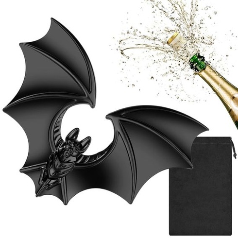 Otvárač na fľaše s čiernym netopierom, halloweensky dekoračný doplnok, vtipný otvárač na fľaše,