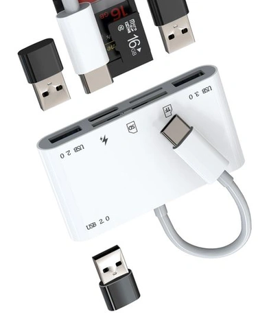 Dokovacia stanica USB-C Hub s TF Micro SD kartou a nabíjacím portom OTG 3.0 typu C (6 v 1) pre Apple