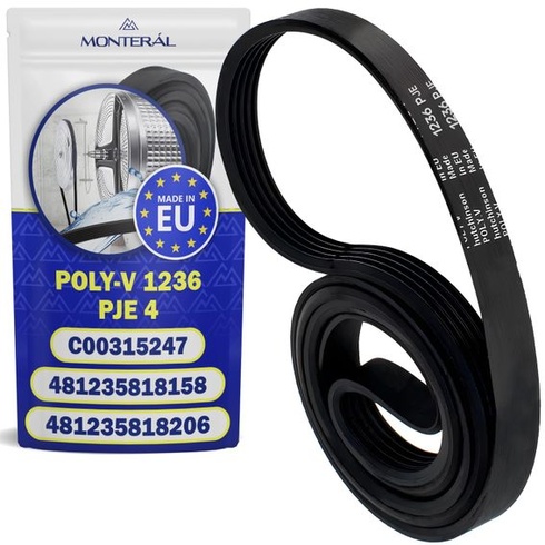 Klínový řemen pro pračku Poly-V 1236 PJE4 481235818206 pro Whirlpool