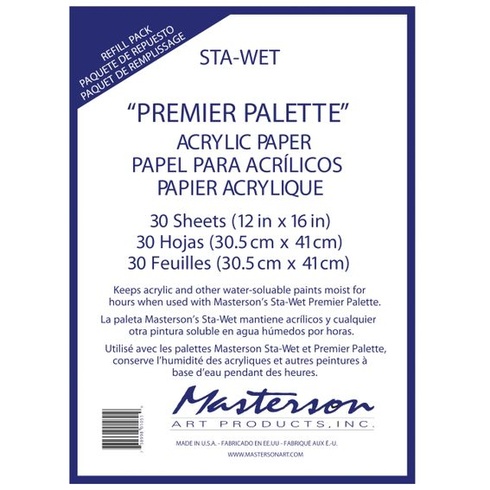Náhradné balenie akrylového papiera Masterson Sta-Wet Premier Palette, 30 listov, biela/opulentná