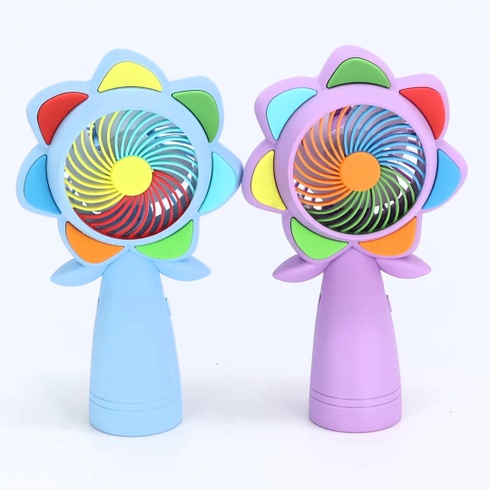 Ruční ventilátor Aohcae s květinovým vzorem, LED osvětlením, mini ventilátor, dobíjecí USB,