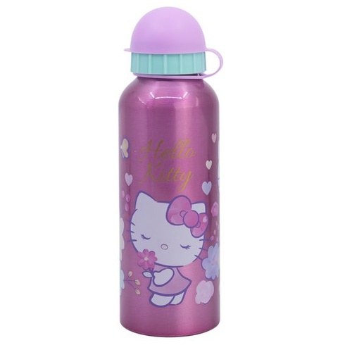 Detská hliníková fľaša na pitie STOR Hello Kitty 530ml s nepriepustným viečkom a nalievacím hrdlom,
