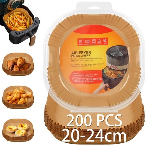 Papír na pečení do fritéz 20-24 cm, 200 kusů, čtvercový, nepřilnavý, odolný vůči oleji, jednorázové