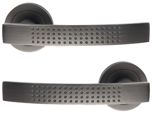 2 dveřní kování Louna, rozetové kování, průměr 50 mm, hliník, tmavě šedý mat - N