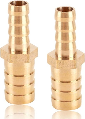 2 kusy mosadzných hadicových spojok 14 mm x 8 mm s protihrotmi