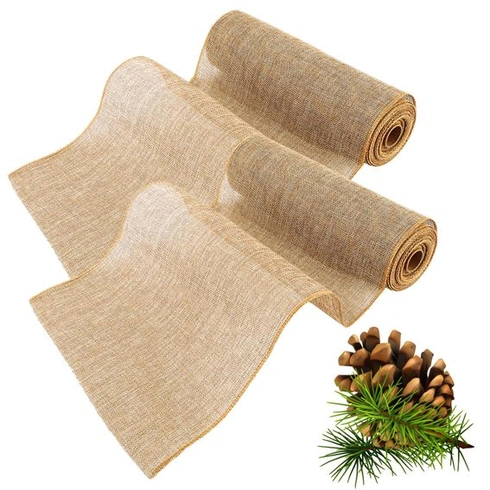 DAJAVE Sada 2 jutových běhounů na stůl, 30 cm x 10 m, jutová stuha na stůl, 100% přírodní jutový