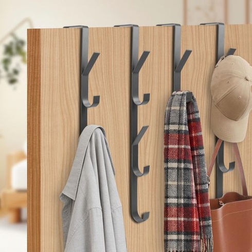 4 háčky na dveře, 5 háčků na věšák na kabáty, kovově šedá
