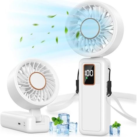 Ruční ventilátor Ajgvq LED 6000mAh USB bílá