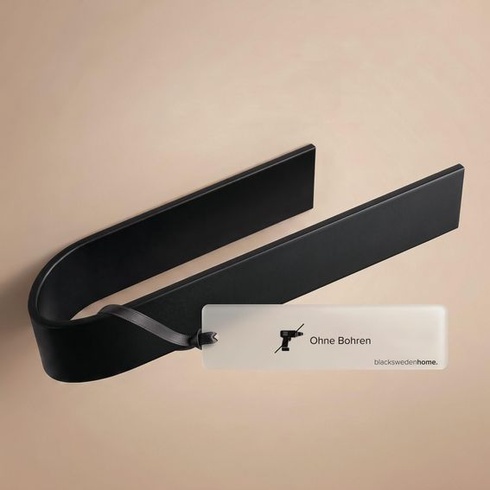 Blackswedenhome. Vešiak na uteráky bez vŕtania - 23 cm - Čierny do kúpeľne alebo kuchyne, nástenný