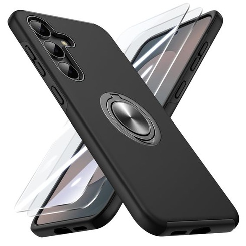 Puzdro Doeshine pre Samsung Galaxy S25 FE so stojanom, čierne Samsung Galaxy S25 FE čierne