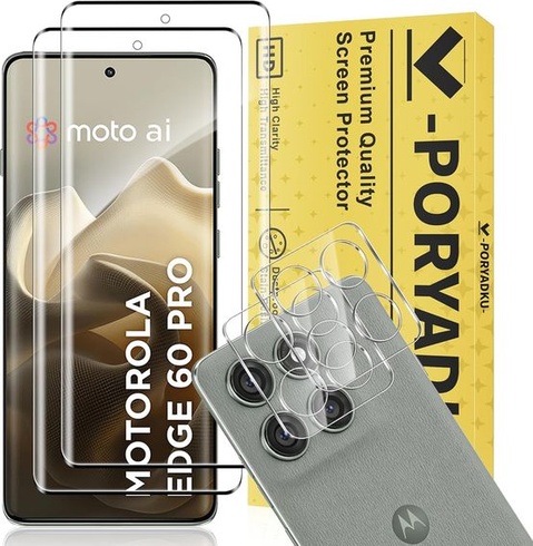 [2+2 balení] Ochranná fólie na displej pro Motorola Edge 60 Pro, 2x tvrzené sklo 9H a 2x ochrana