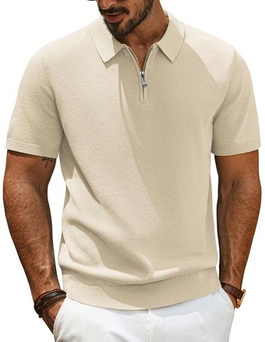 Pánske polo tričko s krátkym rukávom a zapínaním na zips PJ PAUL JONES, pletené polo tričko,