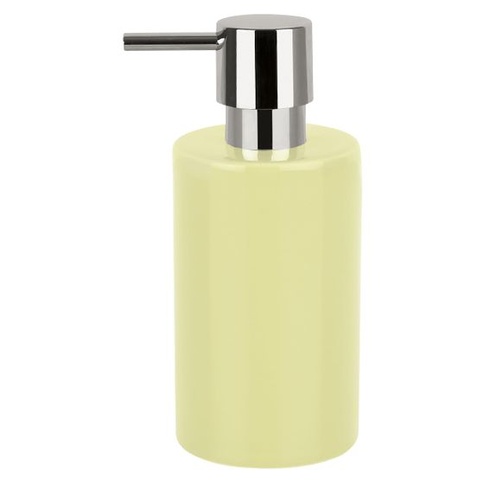 Dávkovač mydla Spirella Collection Tube, 7,0 x 7,0 x 16,0 cm, kamenina, žltá