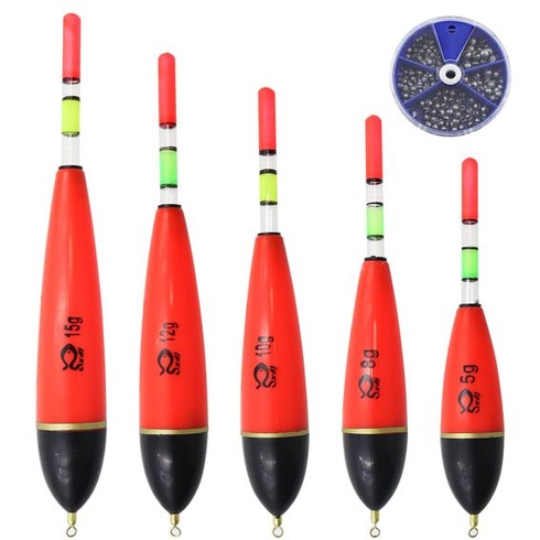 Sada na rybaření s plavanou OMJMYY, svítící rybářské plavané, 5 kusů, 5g/8g/10g/12g/15g
