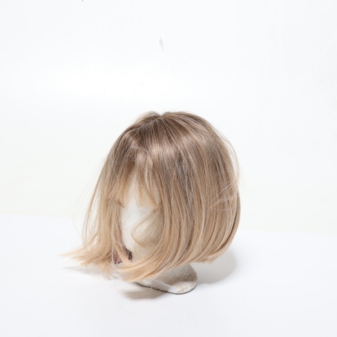 FESHFEN Ombre blond krátka bob parochňa s ofinou, 28 cm rovná ombre blond parochňa na karneval,