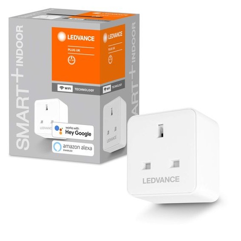 Múdra prepínateľná zásuvka Ledvance s technológiou WiFi pre britské zástrčky, s meraním spotreby,