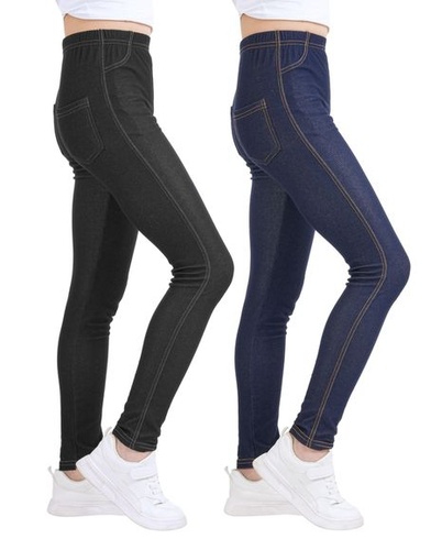 Dievčenské legíny KEREDA, detský džínsový vzhľad, dlhé nohavice, jeggings, 2 kusy, veľkosť 158-164,