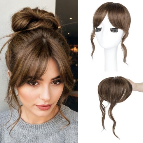 Flufymooz Clip-in ofina, 30 cm dlhá francúzska ofina s časťou na spánkoch, predlžovanie vlasov pre